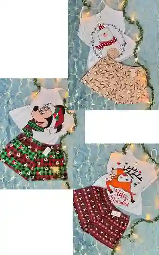 3 Unidades Pijamas Para Dama Sexy Con Lindos Estampados Navideños