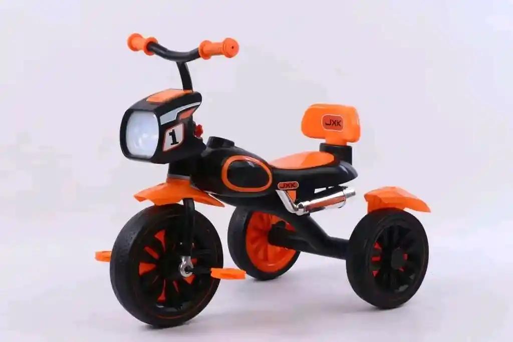 Triciclo Bebe Musical Luces Niño Y Niña Paseo Moto Farola Naranja