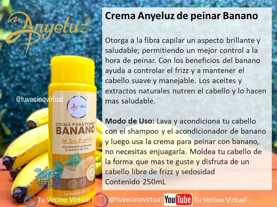 Crema Para Peinar Con Banano Anyeluz