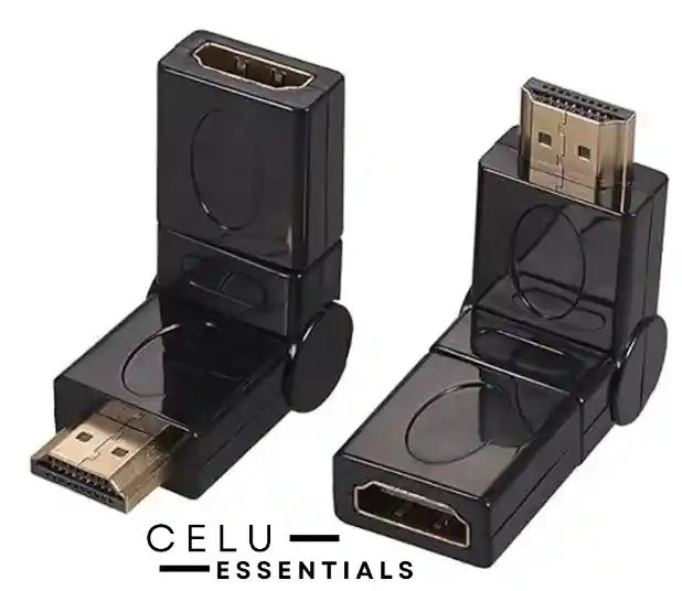 Adaptador Codo Hdmi Flexible Negro Extensor Macho A Hembra Conector