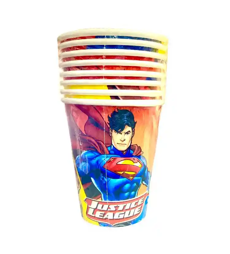 Vaso Desechable Liga De La Justicia De Carton 9 Oz X 8 Sempertex