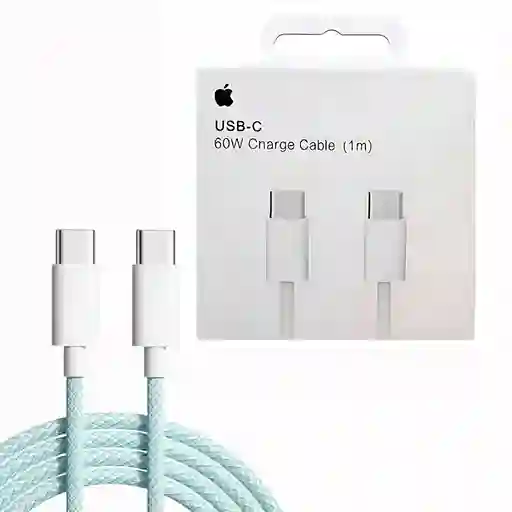 Cable Usb-c Iphone 15 Iphone 15 Pro Max 1 Metro Tejido 60w Color Azul/amarillo