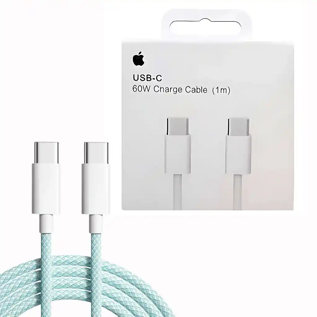 Cable Usb-c Iphone 15 Iphone 15 Pro Max 1 Metro Tejido 60w Color Azul/amarillo