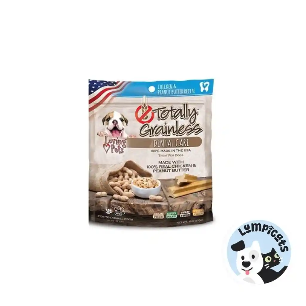 Totally Grainless Dog Snack Dental Pollo Y Mantequilla Mani Small 6oz