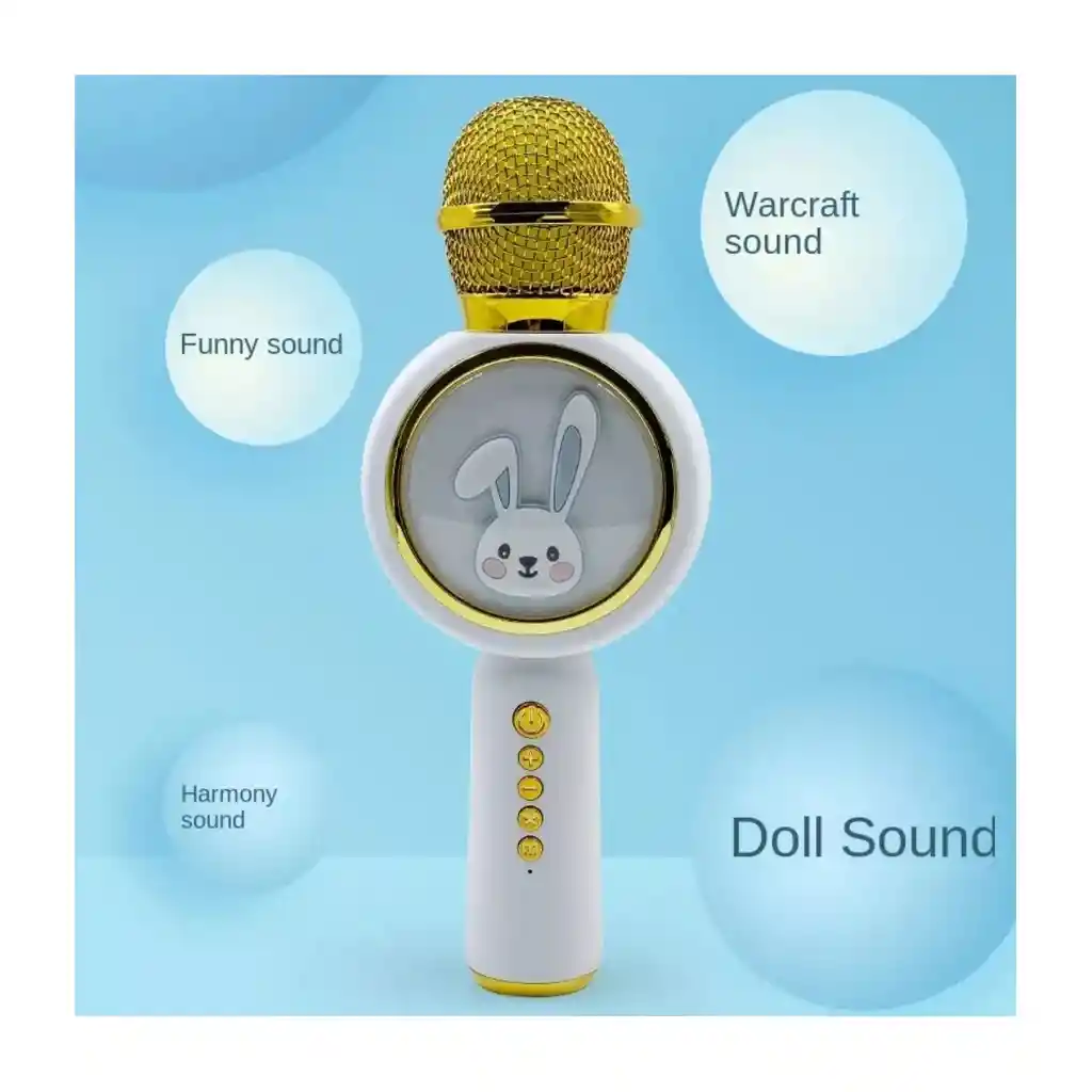 Microfono Karaoke De Conejo Para Niños Blanco Y Rosa