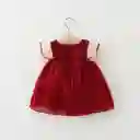 Vestido Bebé Niña Bautizos Fiestas Encaje Elegante Rojo 12-18 M