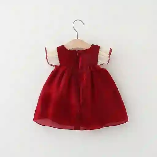 Vestido Bebé Niña Bautizos Fiestas Encaje Elegante Rojo 12-18 M