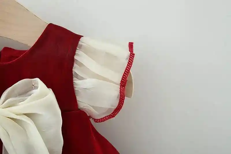 Vestido Bebé Niña Bautizos Fiestas Encaje Elegante Rojo 12-18 M