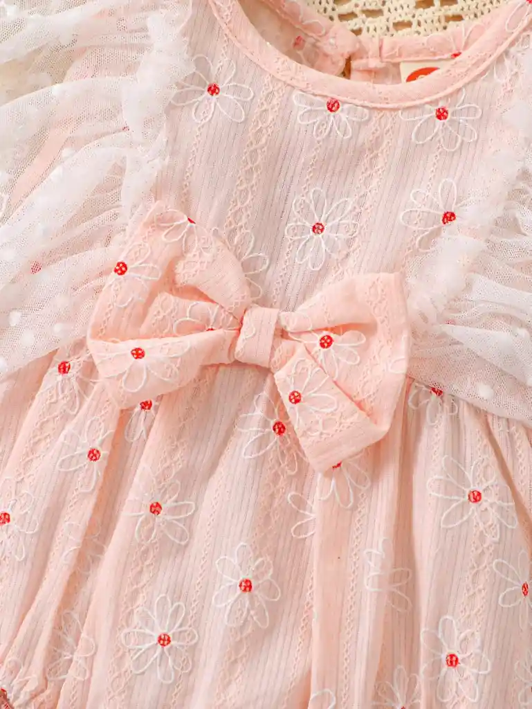 Vestido Body Para Bebé Niña Bautizos Fiestas Encaje Elegante 6-12m