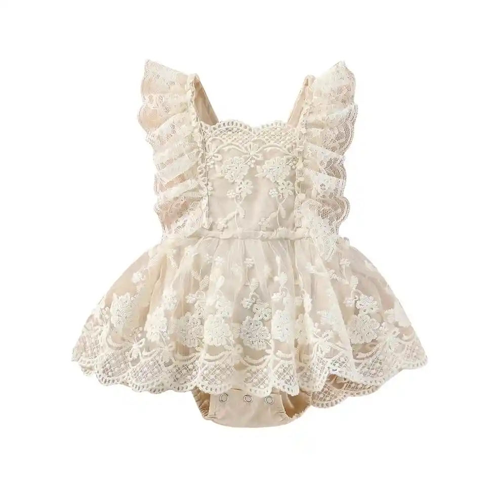 Vestido Para Bebé Niña Bautizos Fiestas Encaje Elegante 6m