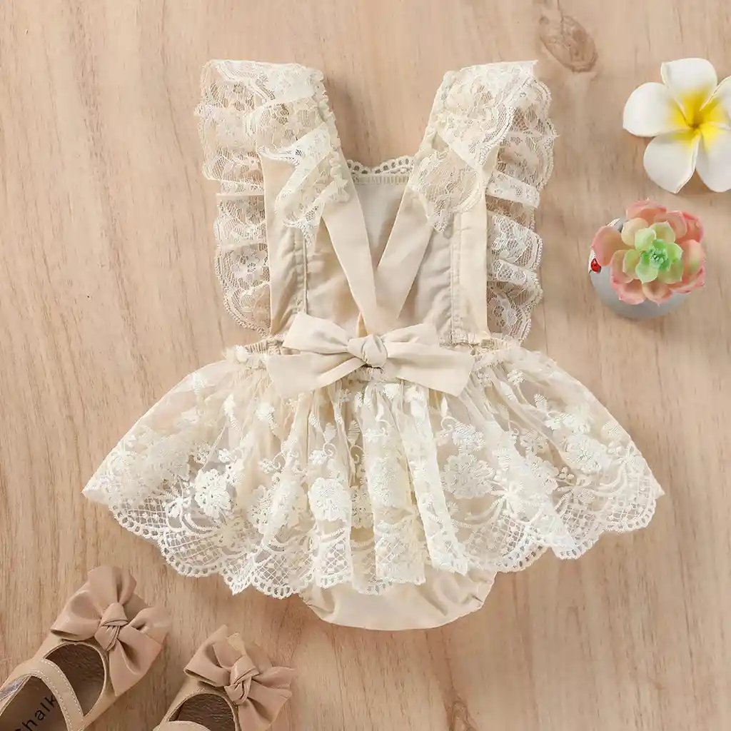 Vestido Para Bebé Niña Bautizos Fiestas Encaje Elegante 12m