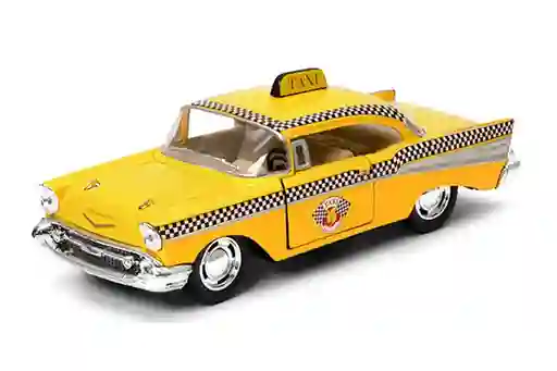 Carro Coleccionable Taxi 1957 Chevrolet Bel Air Amarillo Modelo Coche Juguete Fiesta Regalos, Colección