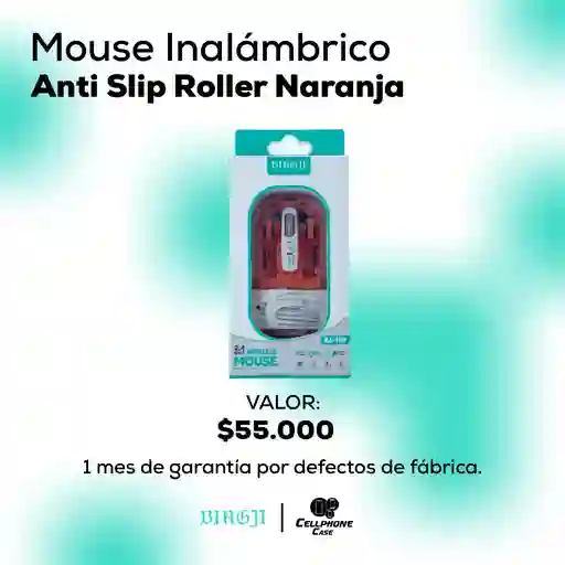 Mouse Inalámbrico Anti Slip Roller Naranja