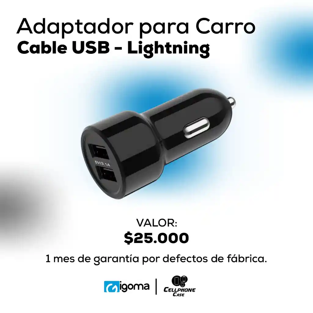 Adaptador Para Carro Con Cable Usb A Lightning