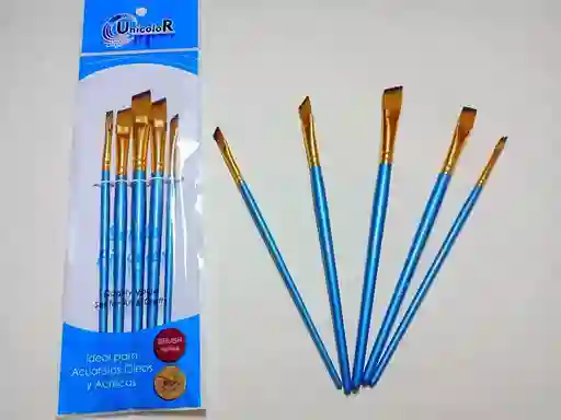 Set Pincel Angular X5 Azul