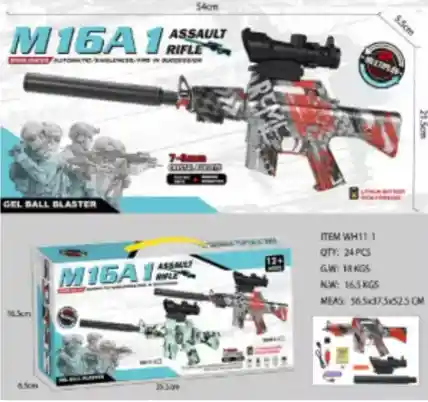 Pistola Assault Rifle M16a1 Color Gris Rojo