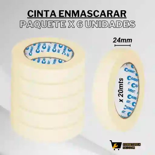Cinta Enmascarar 24mm X 20 Mts Paquete X 6 Unidades Camat