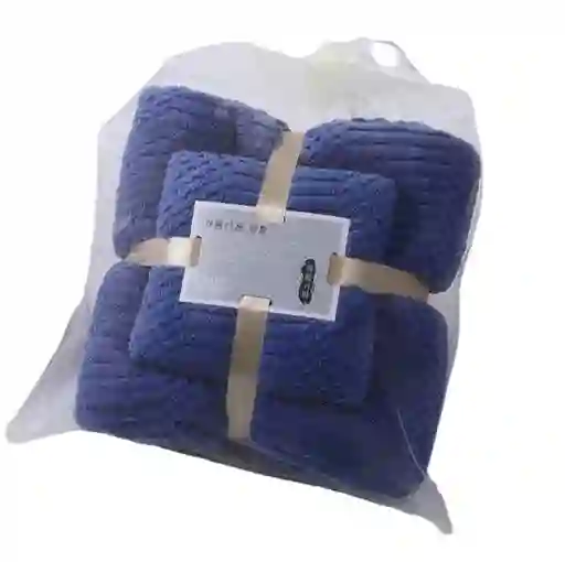 Set Kit Toalla De Baño + De Mano 2 En 1 Super Absorbente Azul