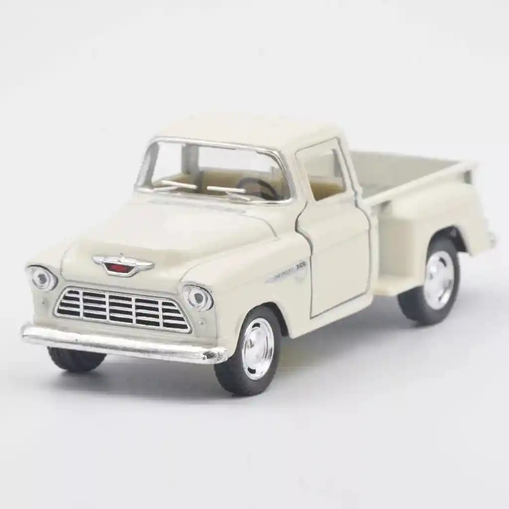 Carro Coleccionable 1955 Chevy Stepside Pick-up Blanco Modelo Coche Juguete Fiesta Regalos, Colección