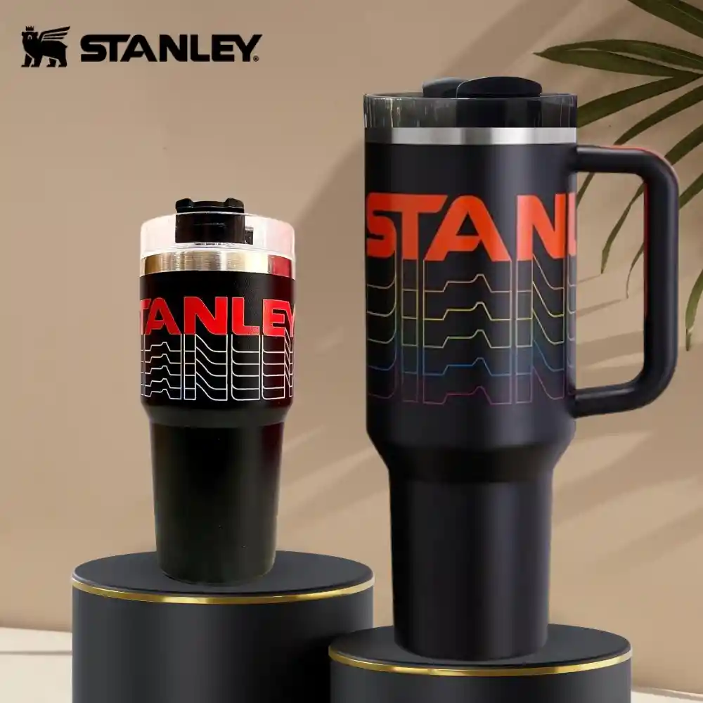 Combo Termo Stanley Quencher Genérico 1.1 40 Oz Acero Inoxodable Más Termo De 20 Oz Negro