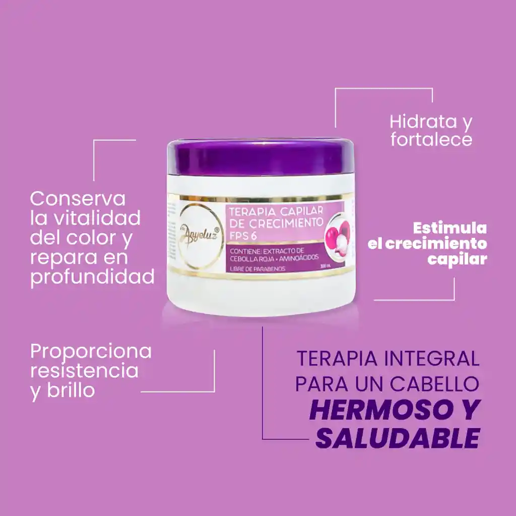 Tratamiento Terapia Capilar De Crecimiento Cebolla Roja Fps 6 Anyeluz X300 Ml