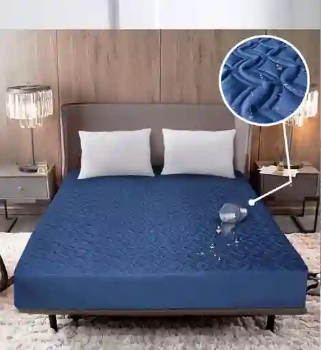 Protector De Colchón 100% Antifluido Cama Queen Azul