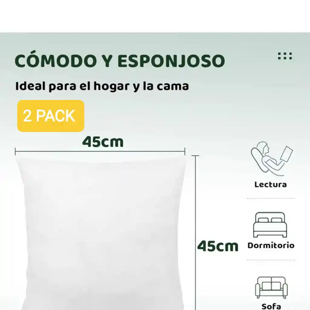 Relleno De Cojín 45x45 Cm - 4 Unidades Para Sofá O Cama