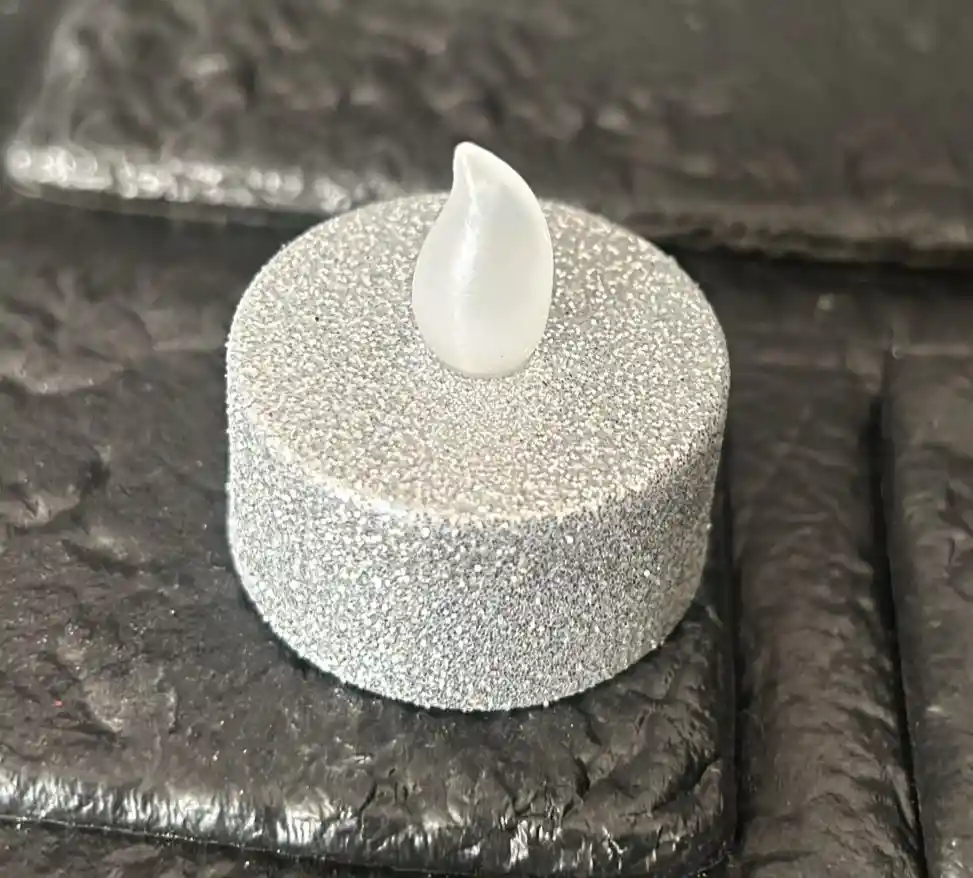 Velas / Veladora Mini Led Plateada Escarchada Pilas