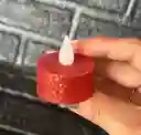 Velas / Veladora Mini Led Roja Escarchada Pilas