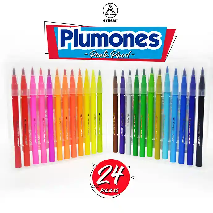 Plumones Artisan X 24 Delgado Punta Pincel