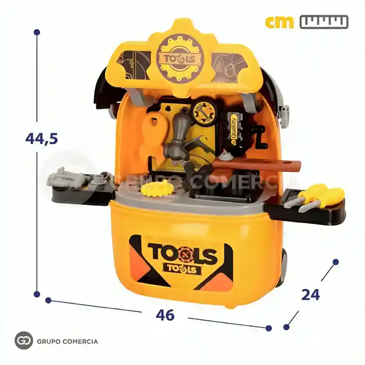 Juego Infantil Set Herramientas 2 En 1 Maleta Ruedas Portátil