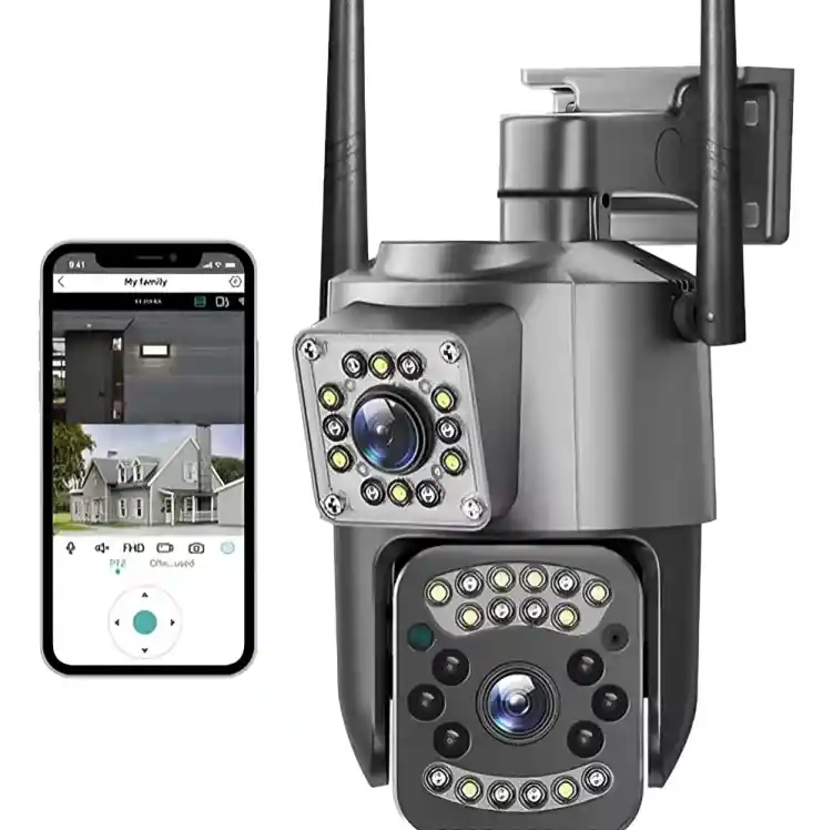 Camara De Seguridad Ptz Doble Lente Alta Definicion Exterior Color Gris Oscuro