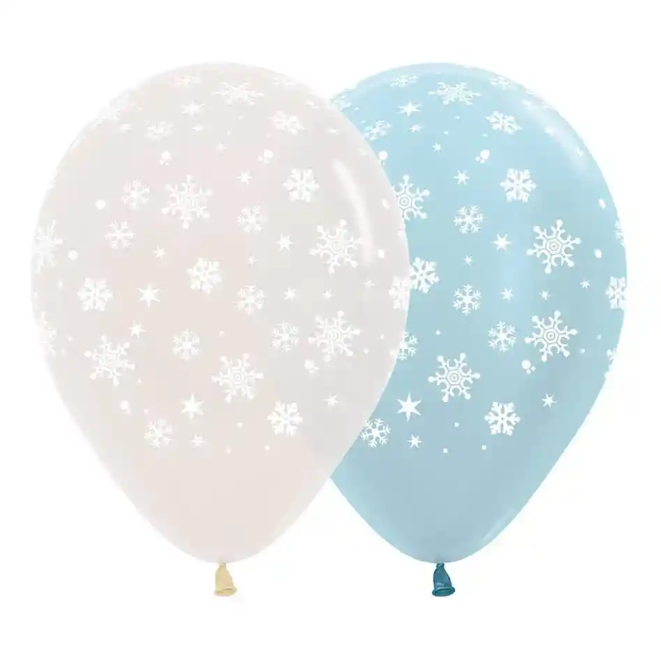 Globo Infinity Copos De Nieve Cristal Y Satin Surtidos R12 X 50 Globos Sempertex