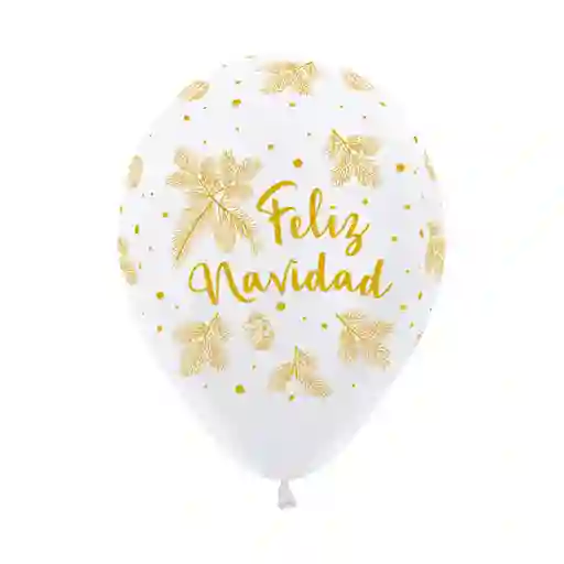 Globo Infinity Feliz Navidad Dorada Fashion Blanco R12 X 50 Globos