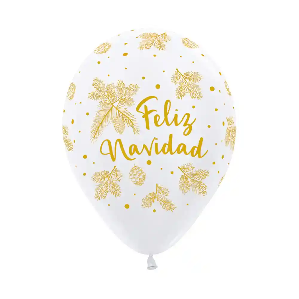 Globo Infinity Feliz Navidad Dorada Fashion Blanco R12 X 50 Globos