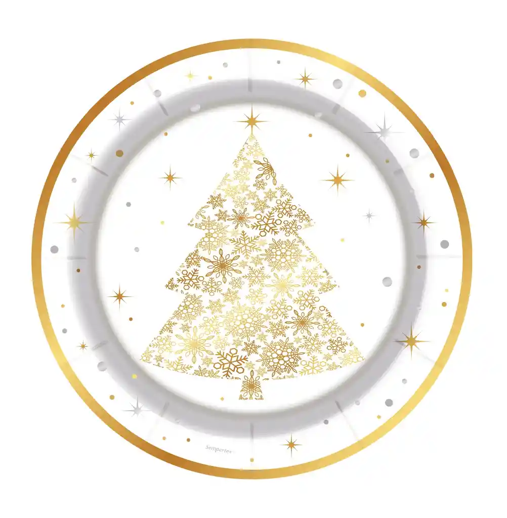 Plato 7" Metalizado Invierno Dorado X 8 Unidades Sempertex