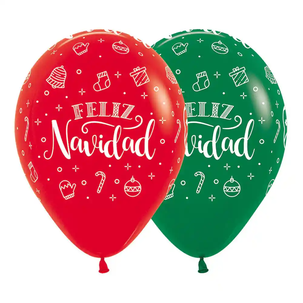 Globo Impreso Infinity Feliz Navidad Corona R12 X 50 Globos