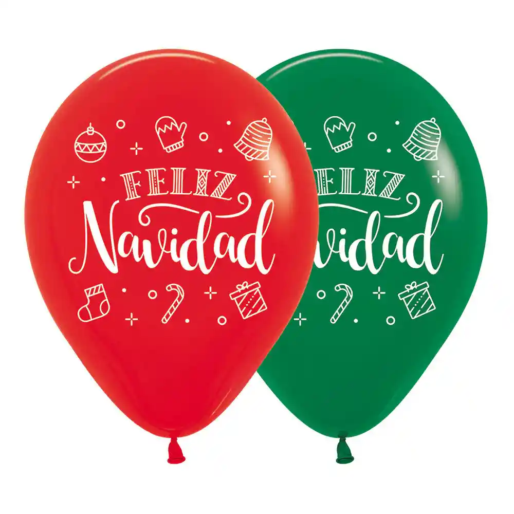 Globo Impreso Feliz Navidad Corona R12 X 50 Globos