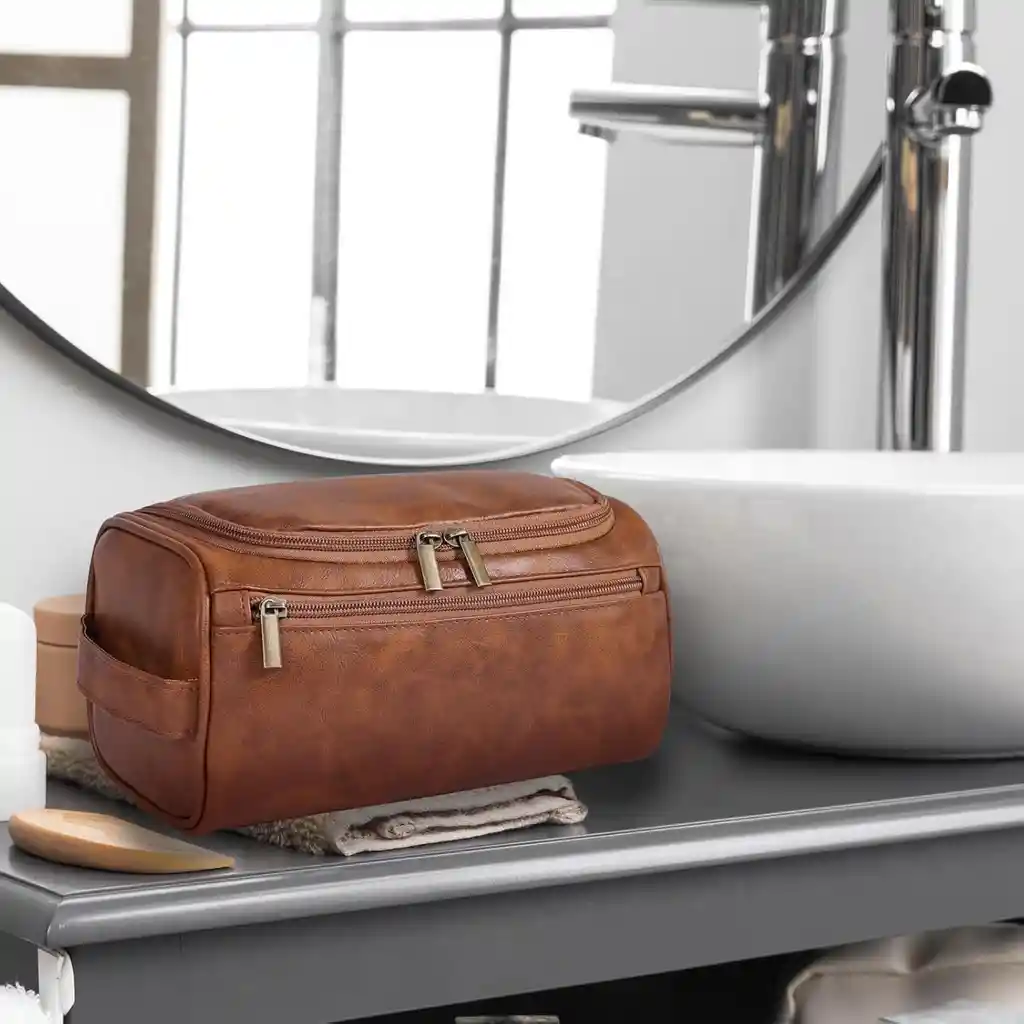 Neceser Organizador Viaje Cuero Cosmetiquera Impermeable