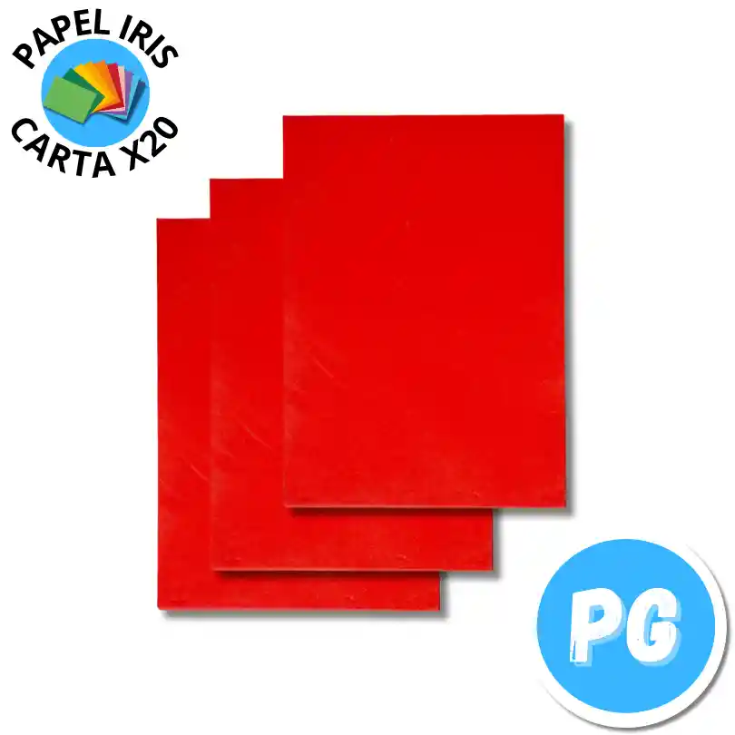 Paquete De Papel Iris Carta X20 Hojas Rojo