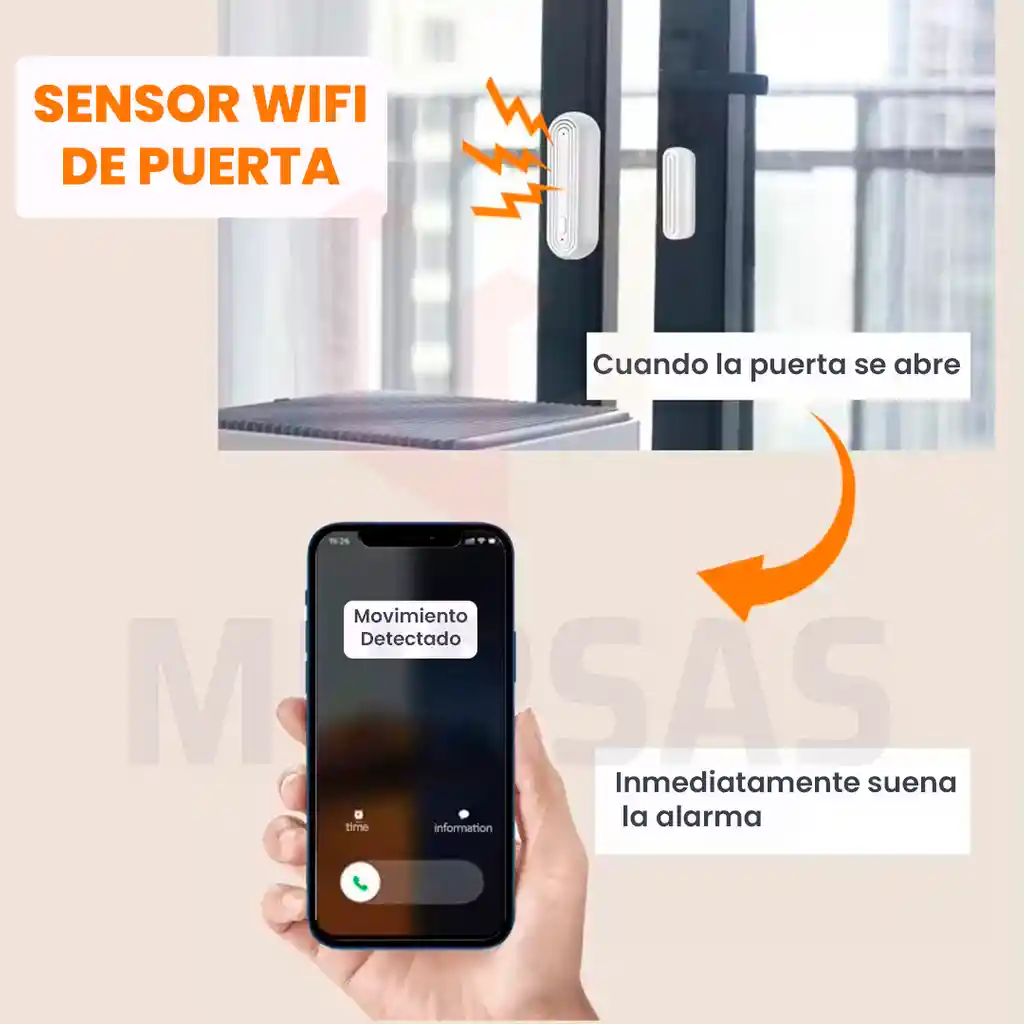 Sensor Inteligente Wifi Con Alarma Seguridad Para Puertas