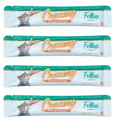 Snack Húmedo Gatos Fellini Creamy Cangrejo Y Atun 60gr X 4 Unidades