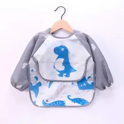 Babero Con Manga Para Bebé Dinosaurios, Hecho En Poliestireno 100% Impermeable, Ligero Y Transpirable, Babero Con Recolector De Alimentos Para Evitar Que Caigan Al Piso