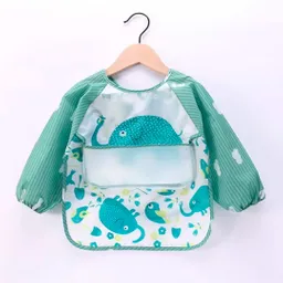 Babero Con Manga Para Bebé Elefante, Hecho En Poliestireno 100% Impermeable, Ligero Y Transpirable, Babero Con Recolector De Alimentos Para Evitar Que Caigan Al Piso