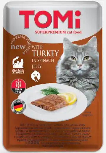 Alimento Húmedo Para Gato Superpremium Tomi 100 Gr Pavo En Gelatina De Espinacas