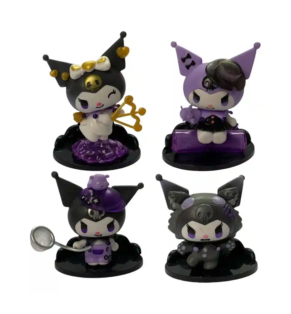 Kuromi Kawai Anime Figuras Set Coleccionable X4