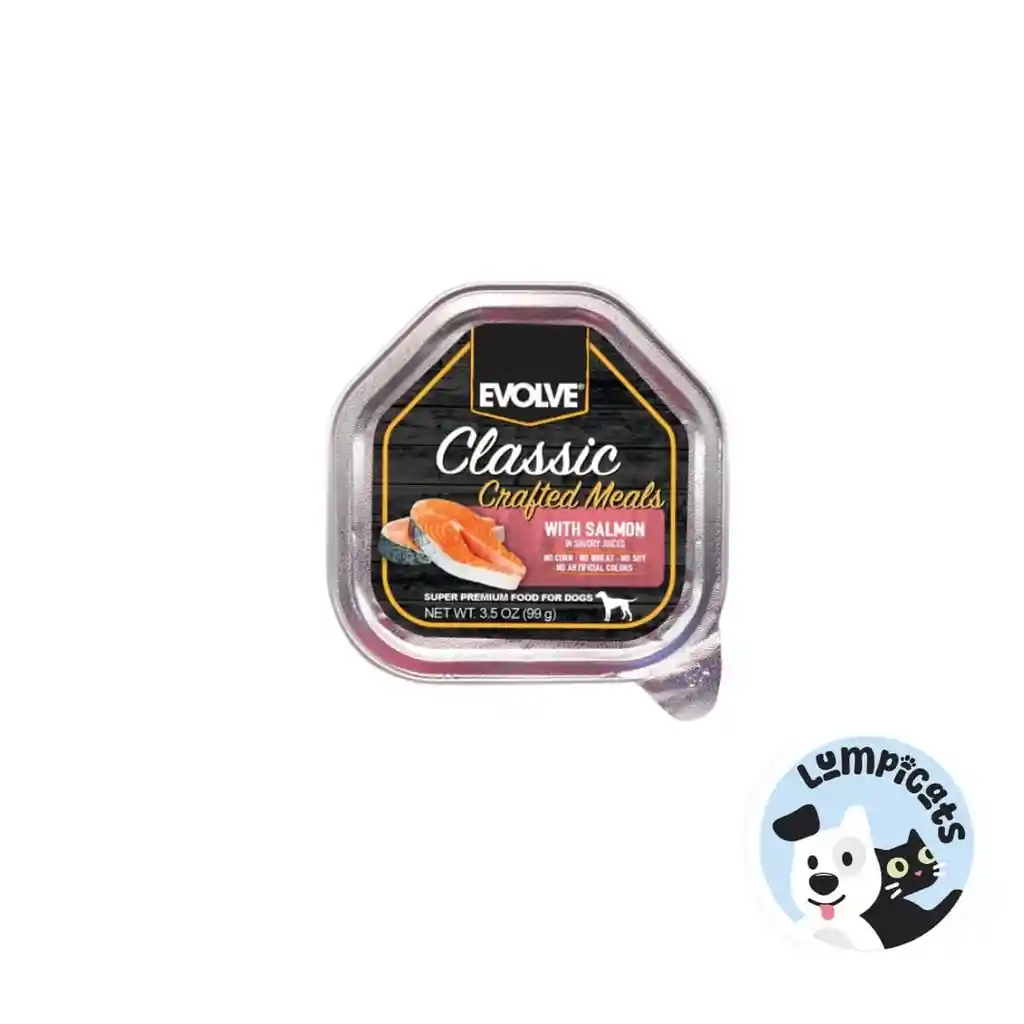 Evolve Dog Classic Bandeja Crafted Meals Salmon - 3.5 Oz - 99 Gr