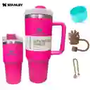Combo Termo Stanley Quencher Genérico 1.1 40 Oz Acero Inoxodable Más Termo De 20 Oz Color Fucsia
