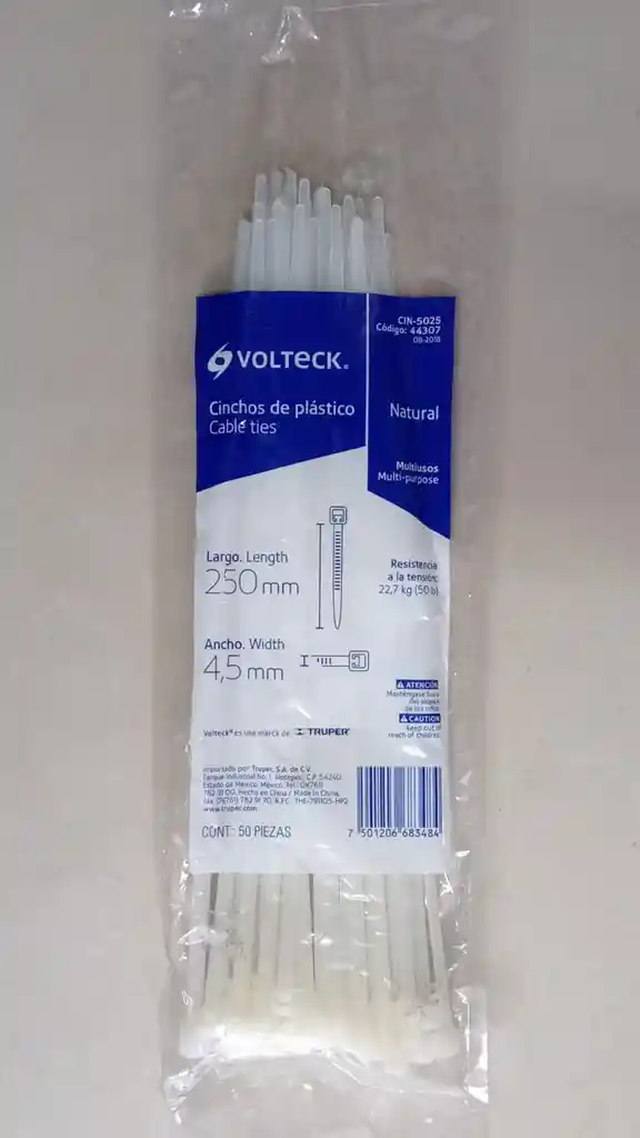 Abrazadera Amarre Cincho Plastico Blanco 25cm X 50 Und