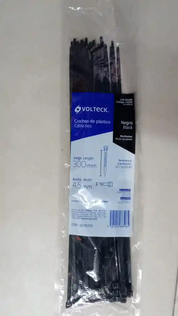 Abrazadera Amarre Cincho Plastico Negro 30cm X 50 Und